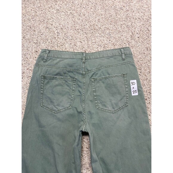 Vervet Super High Rise 90s Vintage Crop Flare Distressed Raw Hem Green 30 - Picture 5 of 7